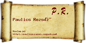Paulics Rezső névjegykártya